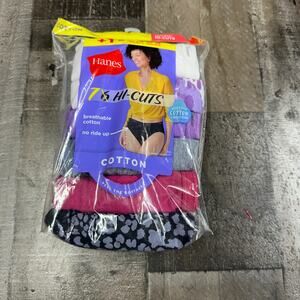 Hanes Hi-Cuts Women Panties 7 Pack Breathable Cotton Size 6 Tagless Open Pack